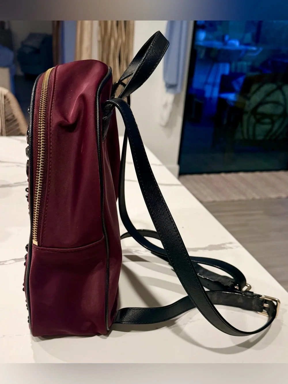 Kate Spade Wilson Road Burgundy Crystal Embellished Backpack RARE Retail $320